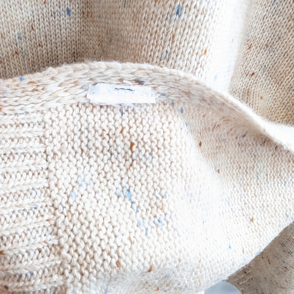 Loft Oversized Poncho Sweater XS Cream Tie Sides Speckled Knit - Picture 11 of 12